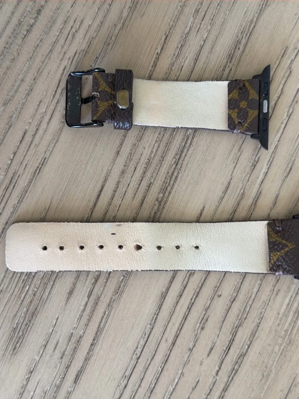 Louis Vuitton Monogram Leather Watch Strap in Brown and Gold - Picture 3 of 3